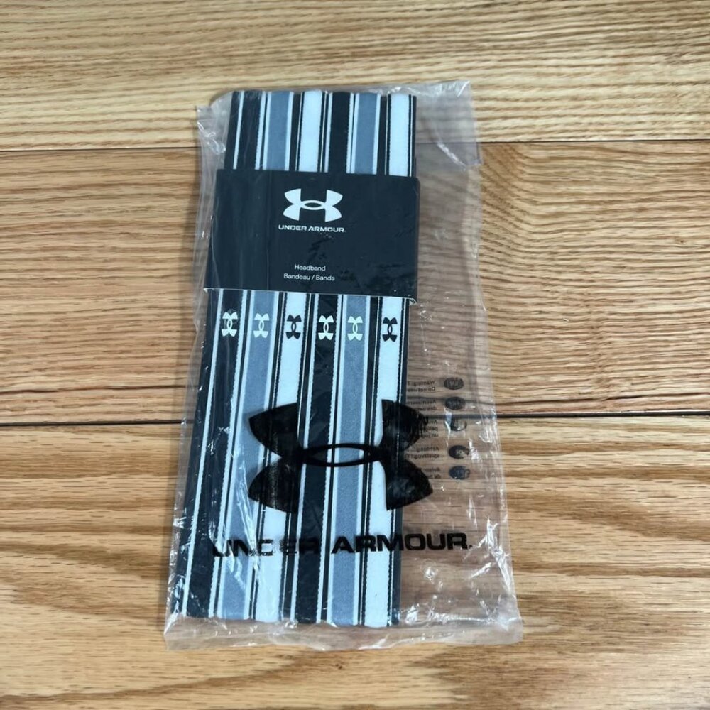 New Under Armour Headbands Black Gray White Pack of 6 Elastic Sporty Workout
